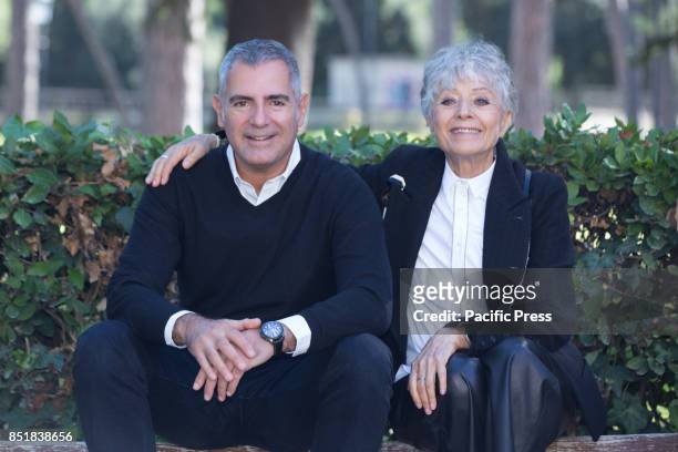 Italian director Luca Manfredi and Erminia Ferrari, wife of Nino Manfredi during Photocall of the new Italian fiction "In Arte Nino" based on the...