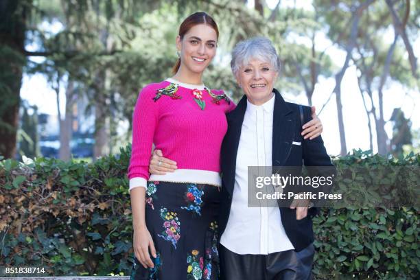 Italian actress Miriam Leone and Erminia Ferrari, wife of Nino Manfredi during Photocall of the new Italian fiction "In Arte Nino" based on the life...