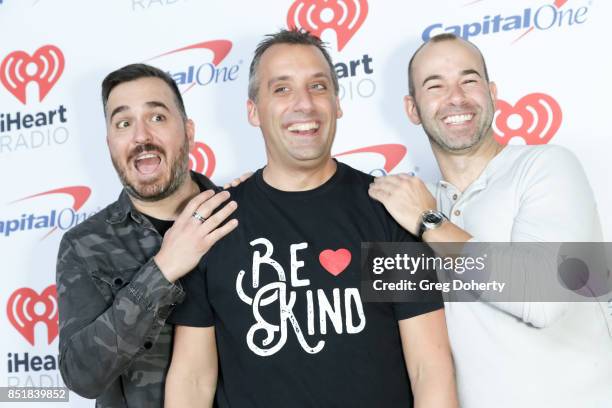 The Impractical Jokers, Joseph "Joe" Gatto, James "Murr" Murray, Brian "Q" Quinn, and Salvatore "Sal" Vulcano arrive for the 2017 iHeartRadio Music...