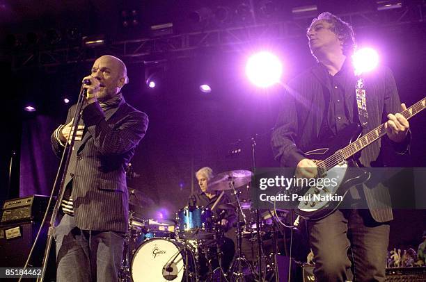 Musicians Michael Stipe and Peter Buck of R.E.M. Performs at Stubb's at South By Southwest on March 12, 2008 in Austin, Texas.