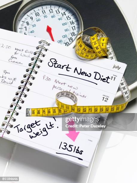 new diet deadline in diary - schedule stock pictures, royalty-free photos & images