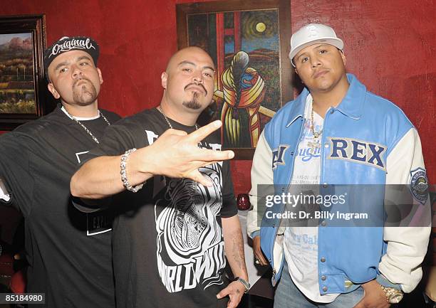 Rapper Big Tank, hip hop artist/executive producer Down A.K.A. Kilo and ex-boxing champ "ferocious" Fernando Vargas attend the "Lean Like A Cholo"...