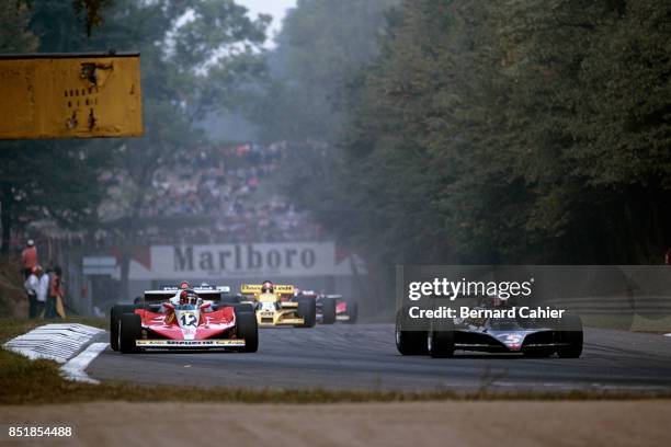 Mario Andretti, Gilles Villeneuve, Lotus-Ford 79, Ferrari 312T3, Grand Prix of Italy, Autodromo Nazionale Monza, 10 September 1978.