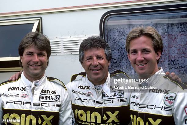 Mario Andretti, Michael Andretti, John Andretti, 24 Hours of Le Mans, Le Mans, 06 December 1988. Mario Andretti with son Michael Zandretti and nephew...