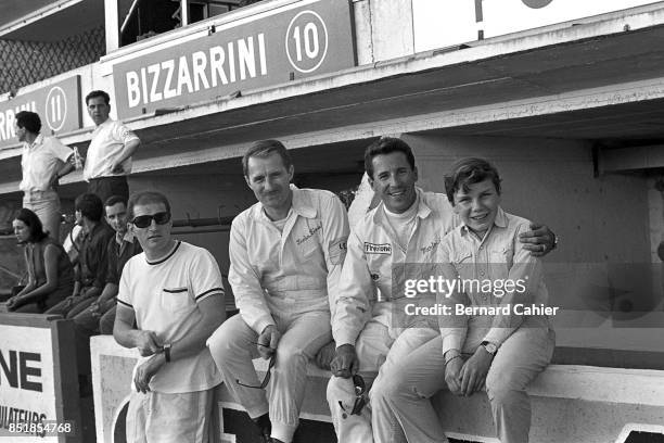 Mauro Bianchi, Lucien Bianchi, Mario Andretti, Paul-Henri Cahier, 24 Hours of Le Mans, Le Mans, 19 June 1966. Mario Andretti with co-driver Lucien...