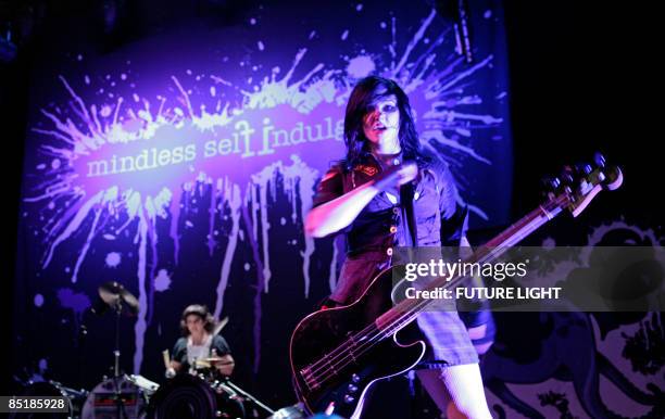 Photo of MINDLESS SELF INDULGENCE and Lyn Z, Lyn-Z performing on stage