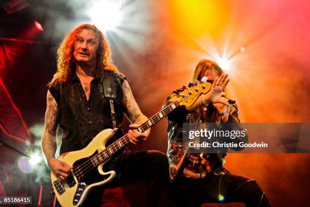 Photo of Markus GROSSKOPF and Andi DERIS and HELLOWEEN, Markus Grosskopf and Andi Deris performing on stage