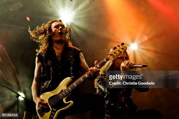 Photo of Markus GROSSKOPF and Andi DERIS and HELLOWEEN, Markus Grosskopf and Andi Deris performing on stage