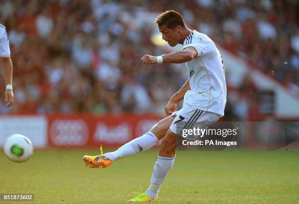 Real Madrid's Cristiano Ronaldo scores the opening goal during the pre-season friendly at the Goldsands Stadium, Bournemouth.