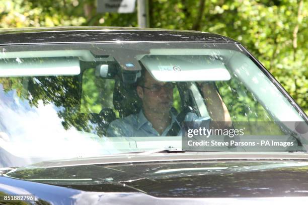 The Duke of Cambridge arrives in Bucklebury, Berkshire in a car carrying the Duchess of Cambridge and their newborn son.