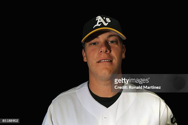 Andrew Bailey of the Oakland Athletics poses during photo day at the Athletics spring training complex on February 22, 2009 in Phoenix, Arizona.