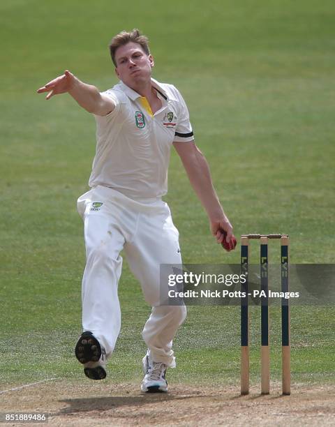 Australia bowler James Faulkner during the 3rd day against Somerset , during the International Tour match at the County Ground, Taunton.