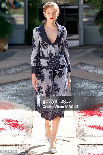 Model walks the runway at the Luisa Beccaria Ready to Wear Spring/Summer 2018 fashion show during Milan Fashion Week Spring/Summer 2018 on September...