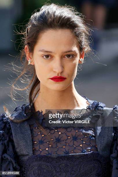 Model walks the runway at the Luisa Beccaria Ready to Wear Spring/Summer 2018 fashion show during Milan Fashion Week Spring/Summer 2018 on September...