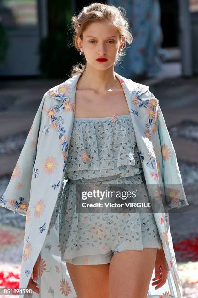 Model walks the runway at the Luisa Beccaria Ready to Wear Spring/Summer 2018 fashion show during Milan Fashion Week Spring/Summer 2018 on September...