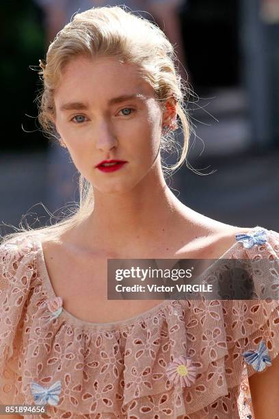 Model walks the runway at the Luisa Beccaria Ready to Wear Spring/Summer 2018 fashion show during Milan Fashion Week Spring/Summer 2018 on September...