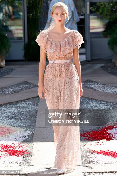 Model walks the runway at the Luisa Beccaria Ready to Wear Spring/Summer 2018 fashion show during Milan Fashion Week Spring/Summer 2018 on September...