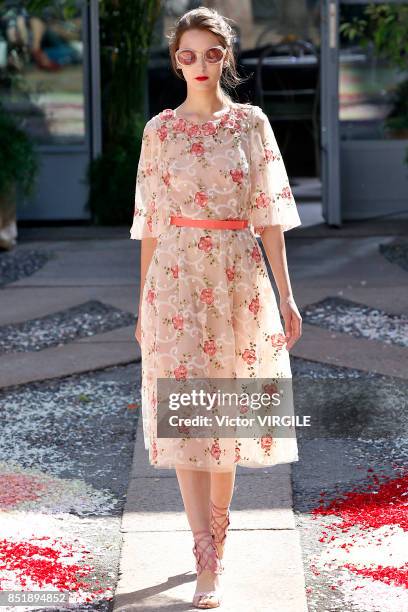 Model walks the runway at the Luisa Beccaria Ready to Wear Spring/Summer 2018 fashion show during Milan Fashion Week Spring/Summer 2018 on September...