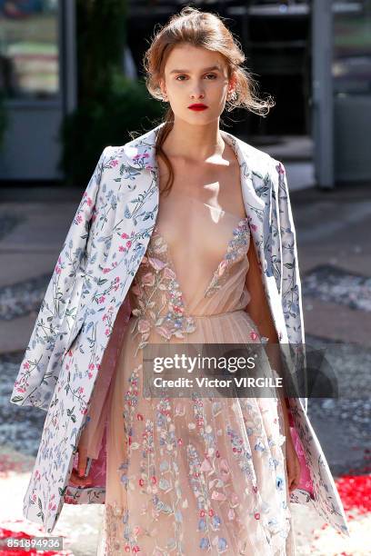 Model walks the runway at the Luisa Beccaria Ready to Wear Spring/Summer 2018 fashion show during Milan Fashion Week Spring/Summer 2018 on September...