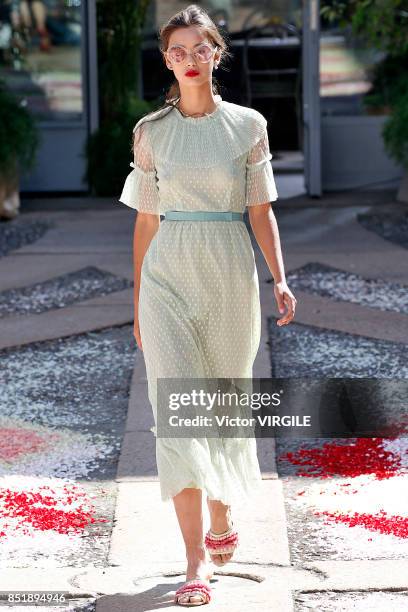 Model walks the runway at the Luisa Beccaria Ready to Wear Spring/Summer 2018 fashion show during Milan Fashion Week Spring/Summer 2018 on September...