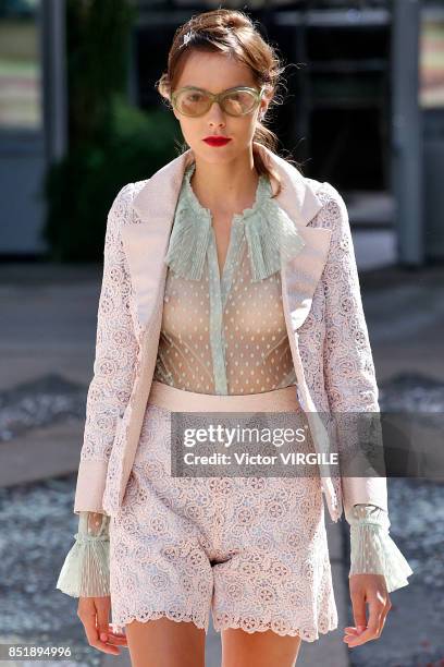 Model walks the runway at the Luisa Beccaria Ready to Wear Spring/Summer 2018 fashion show during Milan Fashion Week Spring/Summer 2018 on September...