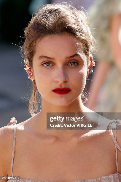 Model walks the runway at the Luisa Beccaria Ready to Wear Spring/Summer 2018 fashion show during Milan Fashion Week Spring/Summer 2018 on September...