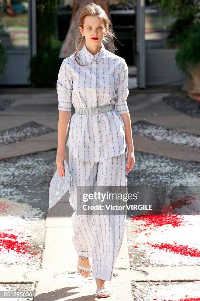 Model walks the runway at the Luisa Beccaria Ready to Wear Spring/Summer 2018 fashion show during Milan Fashion Week Spring/Summer 2018 on September...