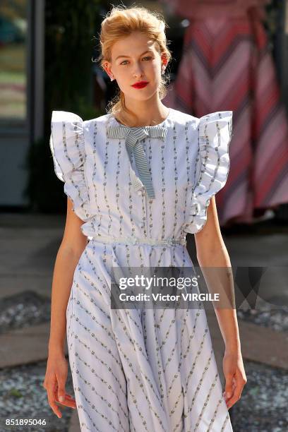 Model walks the runway at the Luisa Beccaria Ready to Wear Spring/Summer 2018 fashion show during Milan Fashion Week Spring/Summer 2018 on September...