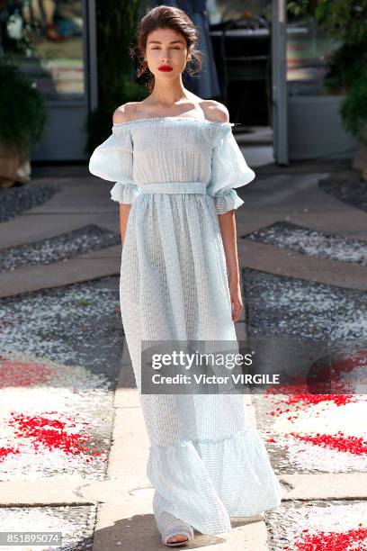 Model walks the runway at the Luisa Beccaria Ready to Wear Spring/Summer 2018 fashion show during Milan Fashion Week Spring/Summer 2018 on September...