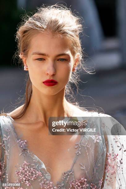 Model walks the runway at the Luisa Beccaria Ready to Wear Spring/Summer 2018 fashion show during Milan Fashion Week Spring/Summer 2018 on September...