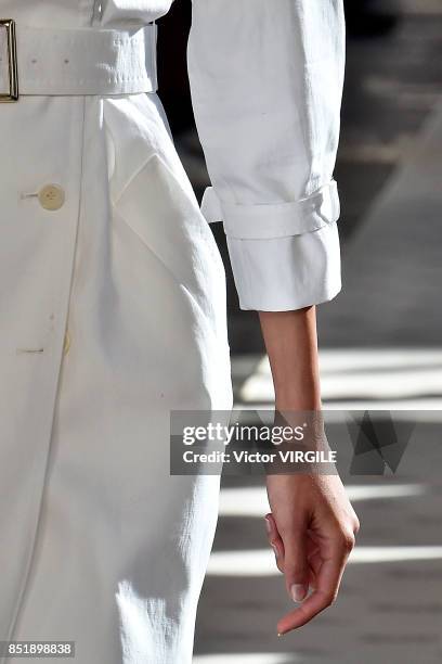 Model walks the runway at the Max Mara Ready to Wear Spring/Summer 2018 fashion show during Milan Fashion Week Spring/Summer 2018 on September 21,...