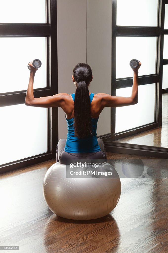 Mature woman exercising