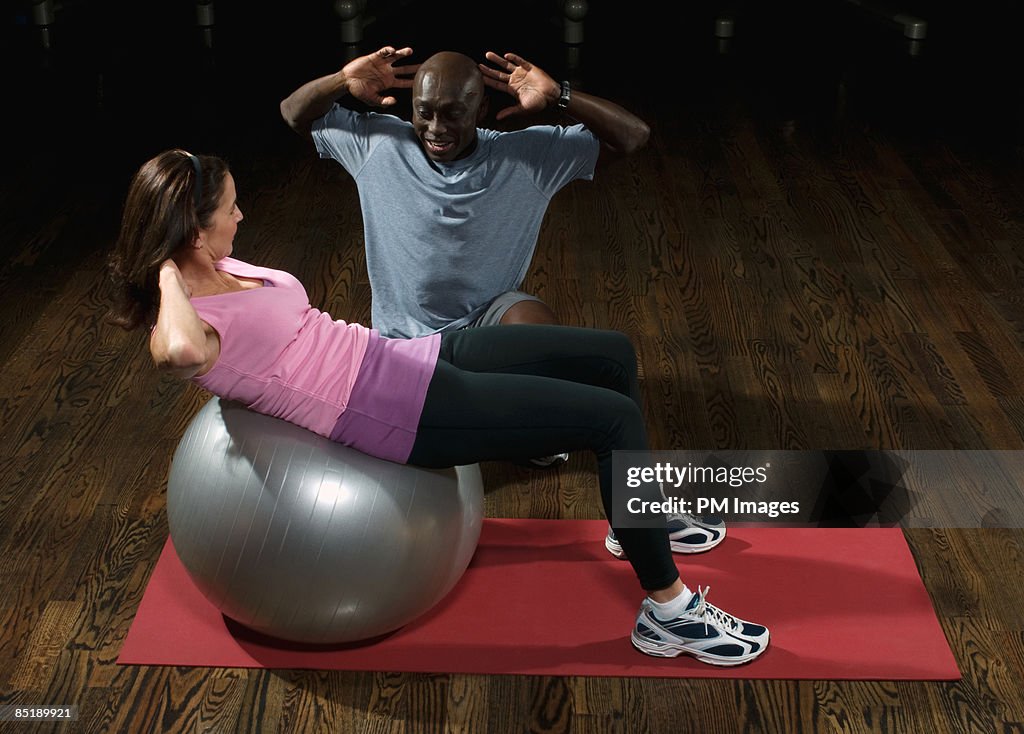 Mature woman exercising