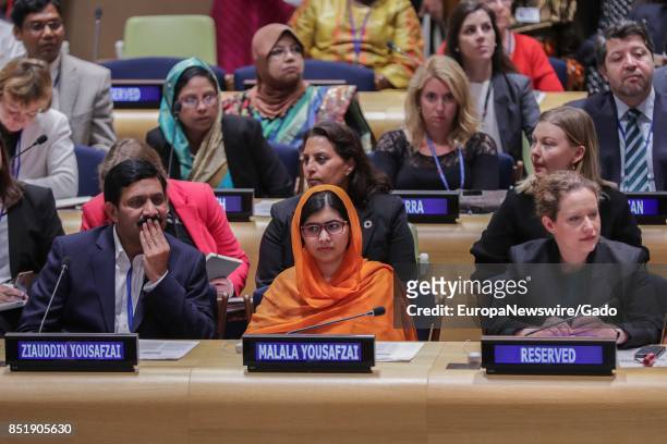 Malala Yousafzai, UN Messenger of Peace and Nobel Prize laureate, during a high-level event on Financing the Future: Education 2030 at the UN...
