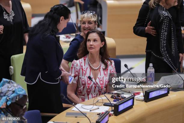 Actress and political activist Ashley Judd during a high-level event on Financing the Future: Education 2030 at the UN Headquarters in New York City,...