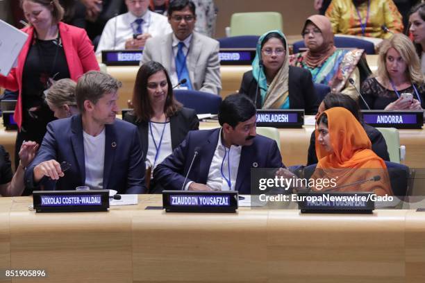 Malala Yousafzai, UN Messenger of Peace and Nobel Prize laureate, during a high-level event on Financing the Future: Education 2030 at the UN...