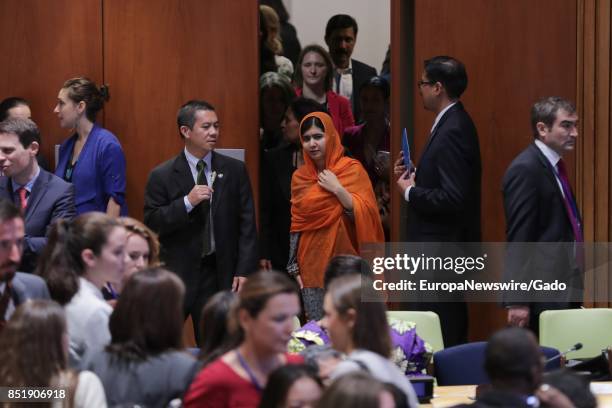 Malala Yousafzai, UN Messenger of Peace and Nobel Prize laureate, during a high-level event on Financing the Future: Education 2030 at the UN...