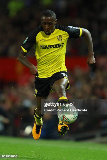 Lloyd Dyer of Burton in action during the Carabao Cup Third Round match between Manchester United and Burton Albion at Old Trafford on September 20,...