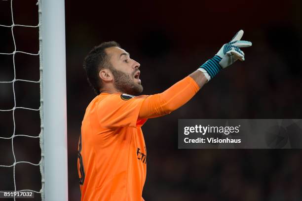 David Ospina of Arsenal during the UEFA Europa League match between Arsenal FC and FC Cologne at Arsenal Stadium on September 14, 2017 in London,...