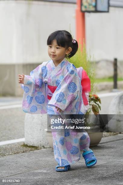 cute girl wearing yukata - yukata stock pictures, royalty-free photos & images
