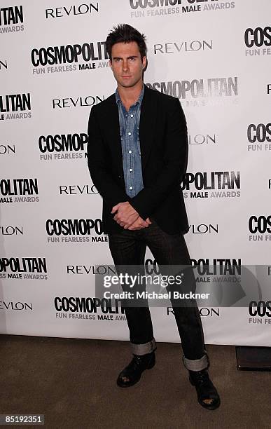 Singer Adam Levine arrives at the Cosmopolitan Honors Its Fun Fearless Males of 2009 at the SLS Hotel on March 2, 2009 in Beverly Hills, California.