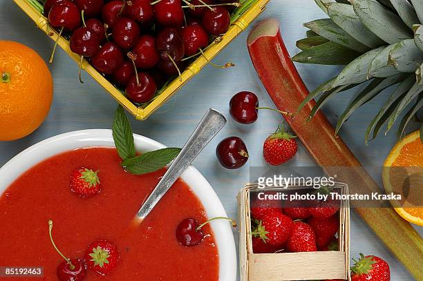 fruit soup - rabarber stockfoto's en -beelden