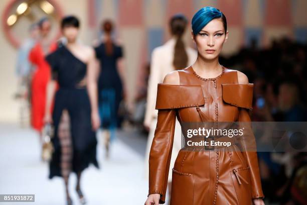 Atmosphere at the Fendi show during Milan Fashion Week Spring/Summer 2018 on September 21, 2017 in Milan, Italy.