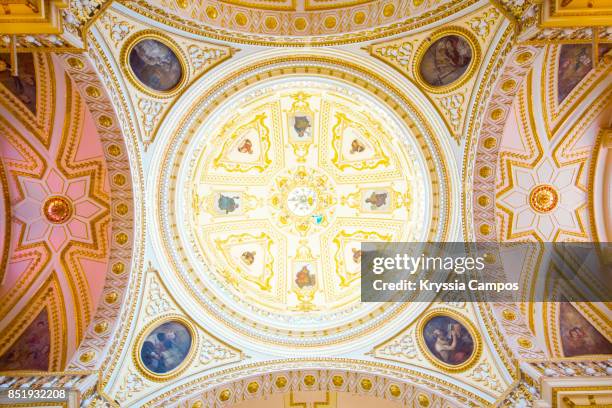 ceiling of church of nuestra señora de los remedios, cholula, mexico - christian campos stock pictures, royalty-free photos & images