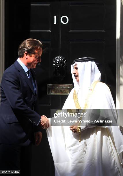 Prime Minister David Cameron meets the King of Bahrain, King Hamad bin Isa Al Khalifa at Downing Street, London.