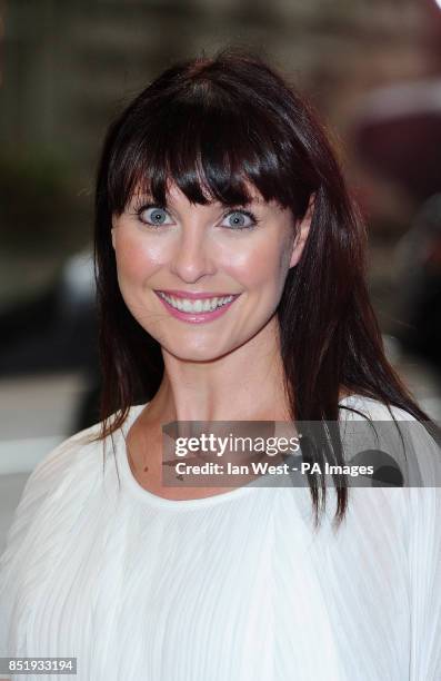 Emma Barton arrives for a performance of Spamalot at the Playhouse Theatre in London.