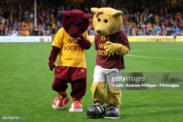 Motherwell mascot Claret the Bear and Amber the Bear