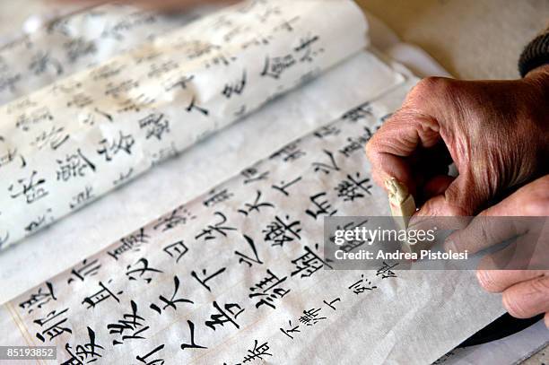 chinese calligrapher - foreign language stock pictures, royalty-free photos & images