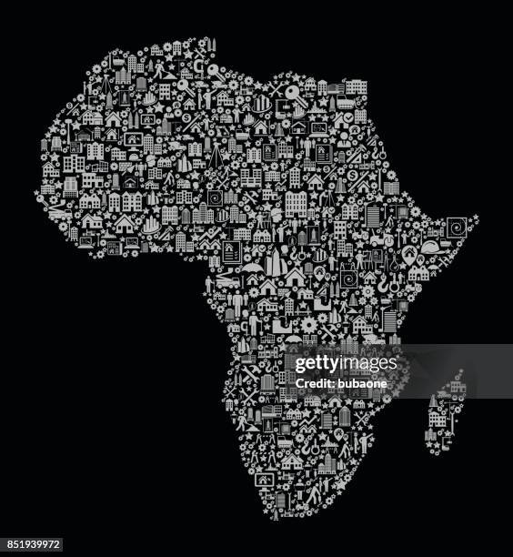 africa construction industry vector icon pattern - construction worker tablet stock illustrations