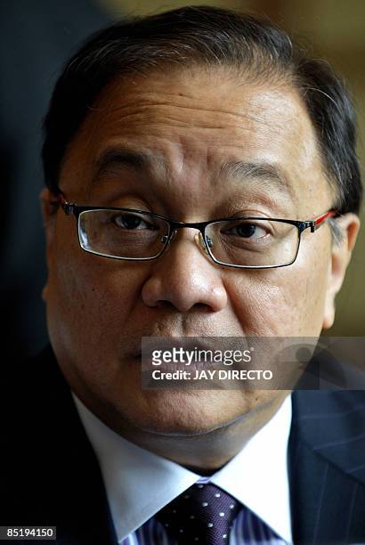 Manuel Pangilinan, chairman of Philippine Long Distance Telephone Co. After he addresses the company's annual stockholders' meeting in Manila's...